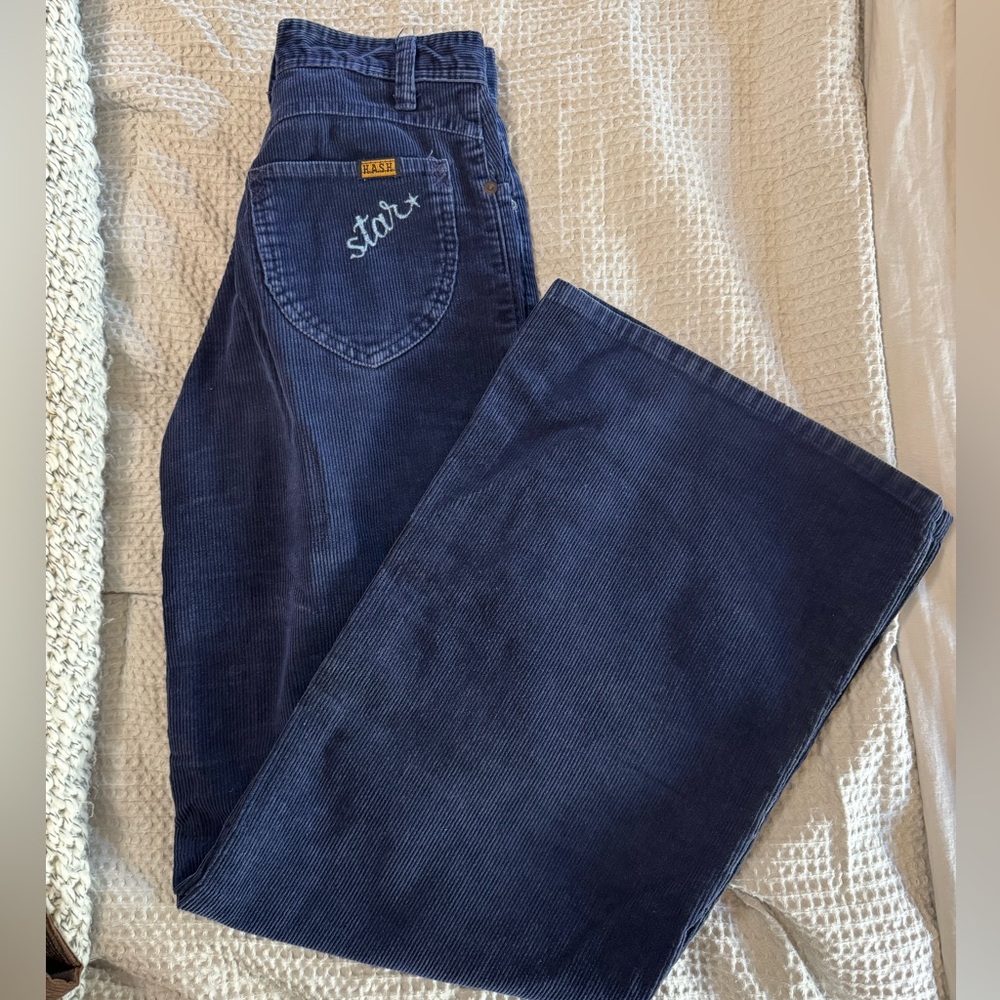 1970's pair of Navy H.A.S.H. Star Women's  Corduroy wide Leg Jeans